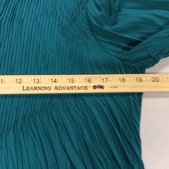 Sundance tunic blouse M green crinkle pin tuck long sleeve rayon popover office - Picture 7 of 10